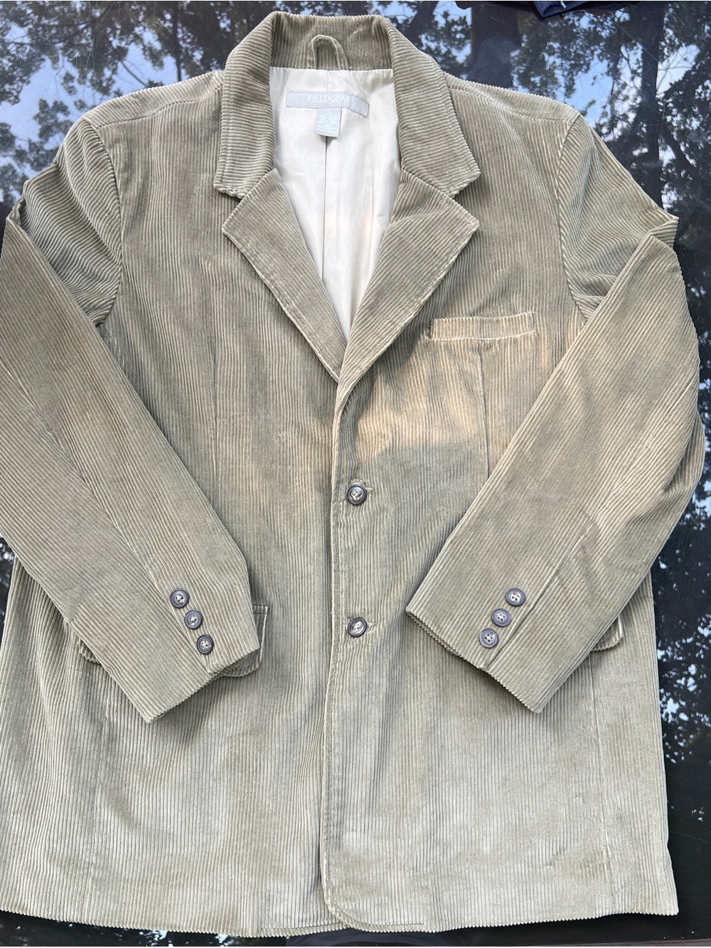 FIELDGEAR Men's Corduroy Sport Coat Blazer L 50" Classic Fit 2-Button Beige